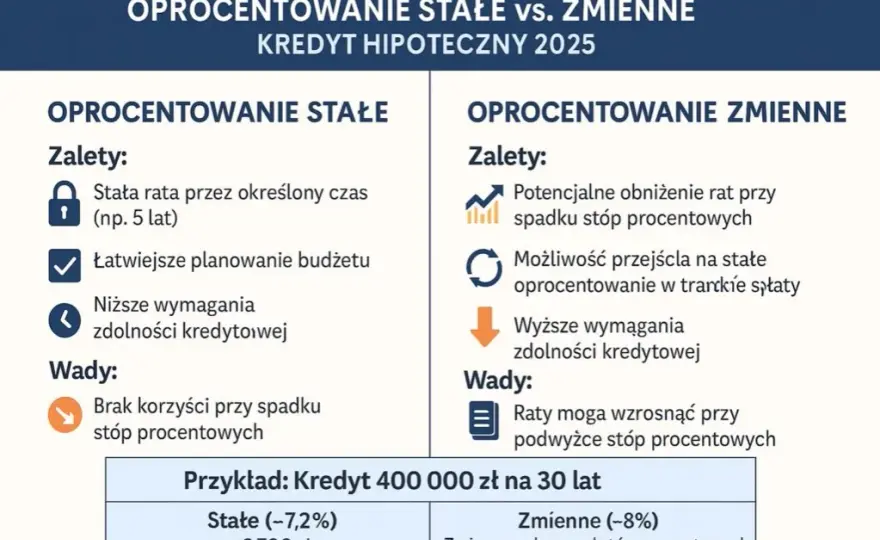 Kredyt hipoteczny ze stałym oprocentowaniem czy zmiennym - co wybrać?